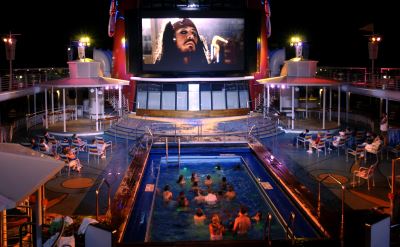 Disney Wonder movies by the pool