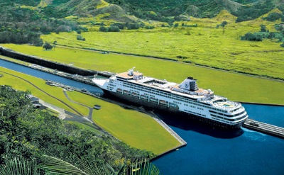 Panama Canal cruise ship in lock